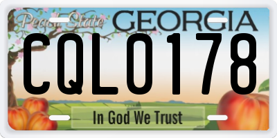 GA license plate CQL0178
