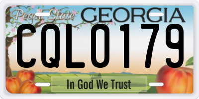GA license plate CQL0179