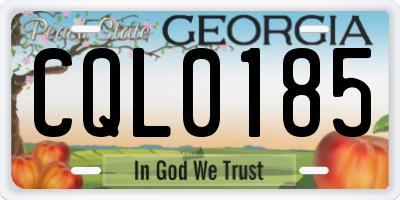 GA license plate CQL0185