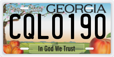 GA license plate CQL0190