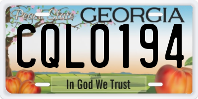 GA license plate CQL0194