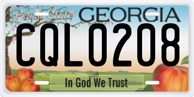 GA license plate CQL0208
