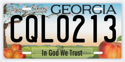 GA license plate CQL0213