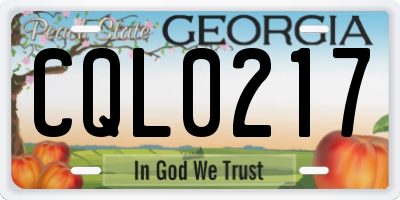 GA license plate CQL0217