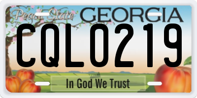 GA license plate CQL0219