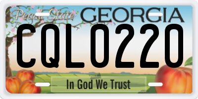 GA license plate CQL0220