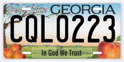 GA license plate CQL0223