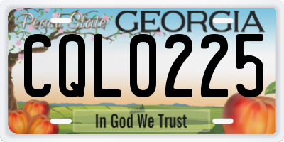 GA license plate CQL0225