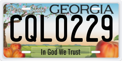 GA license plate CQL0229