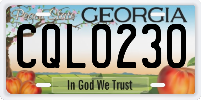 GA license plate CQL0230