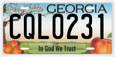 GA license plate CQL0231