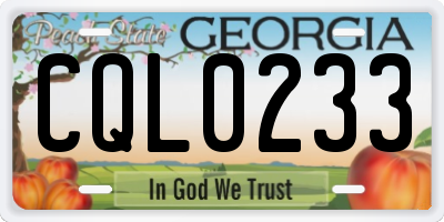 GA license plate CQL0233