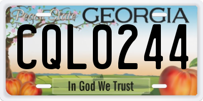 GA license plate CQL0244
