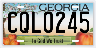 GA license plate CQL0245