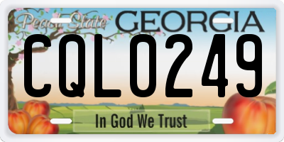 GA license plate CQL0249