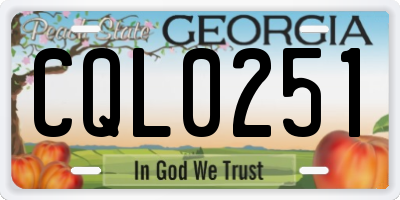 GA license plate CQL0251