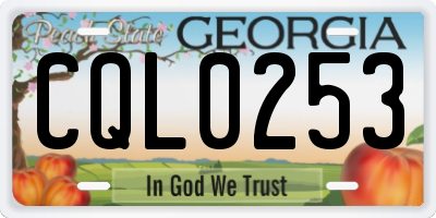 GA license plate CQL0253
