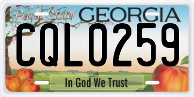 GA license plate CQL0259
