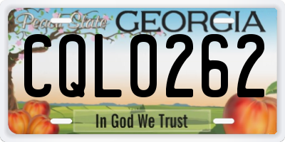 GA license plate CQL0262