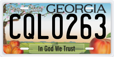 GA license plate CQL0263