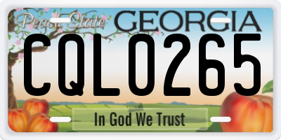 GA license plate CQL0265