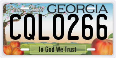 GA license plate CQL0266