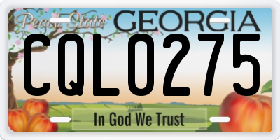 GA license plate CQL0275