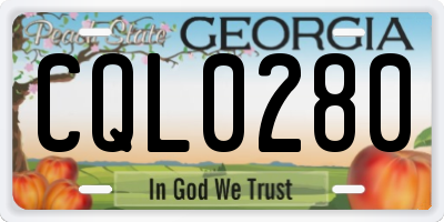 GA license plate CQL0280