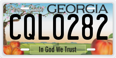 GA license plate CQL0282