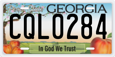 GA license plate CQL0284