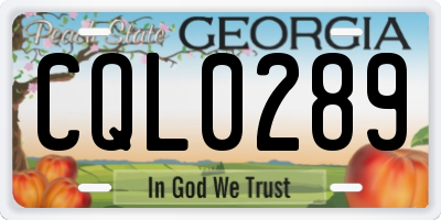 GA license plate CQL0289
