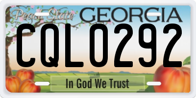 GA license plate CQL0292