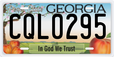 GA license plate CQL0295