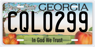 GA license plate CQL0299
