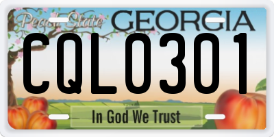GA license plate CQL0301