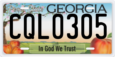 GA license plate CQL0305