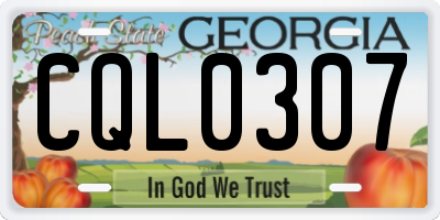 GA license plate CQL0307