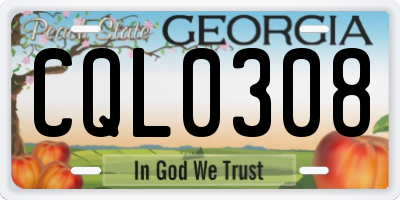 GA license plate CQL0308