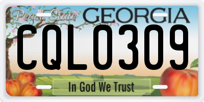 GA license plate CQL0309