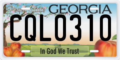 GA license plate CQL0310