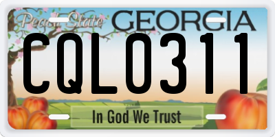 GA license plate CQL0311