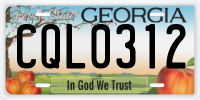 GA license plate CQL0312