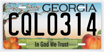 GA license plate CQL0314