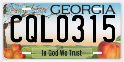 GA license plate CQL0315