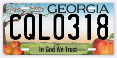 GA license plate CQL0318
