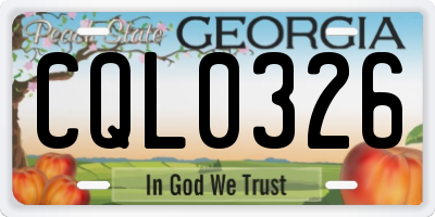 GA license plate CQL0326