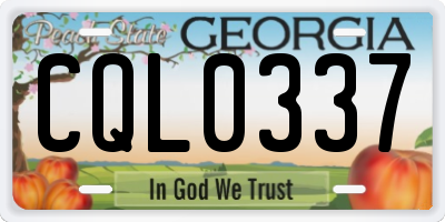GA license plate CQL0337