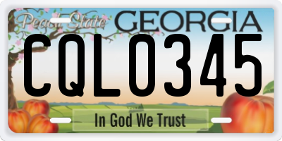 GA license plate CQL0345