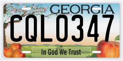 GA license plate CQL0347