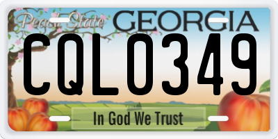 GA license plate CQL0349